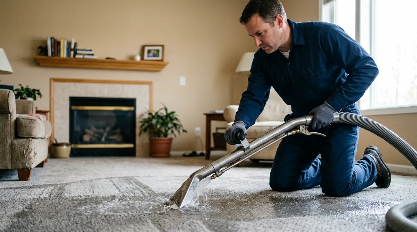 Water damage restoration technician working near Reno, OH